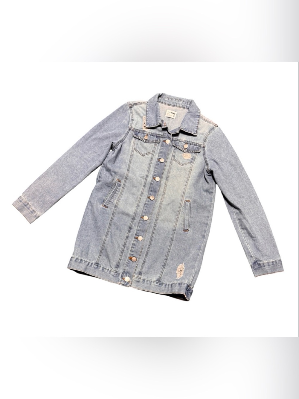 Ci Sono Distressed Denim Jacket Jean Faded Trucker Unlined.    Sz M.